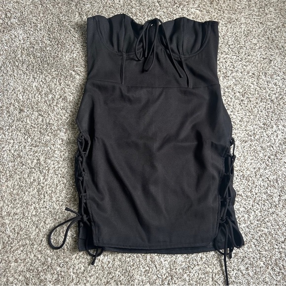 NWT Princess Polly Black Lace-Up Strapless Mini Dress Going Out Party Formal - Picture 1 of 8